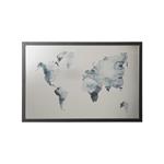 VICTORIA Magnetická tabuľa "Mapa sveta", strieborná, s čiernym rámom, 60x40 cm