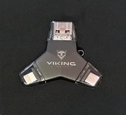 Viking USB Flash disk 3.0 4 v 1 s Lightning/Micro USB/USB/USB-C, 128 GB, čierny