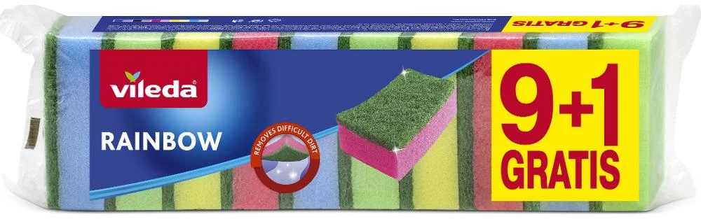 Vileda 173842 Pěnová houbička na nádobí Rainbow 10 ks