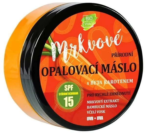 Vivaco 100% prírodné opaľovacie maslo s mrkvovým extraktom SPF 15 190004