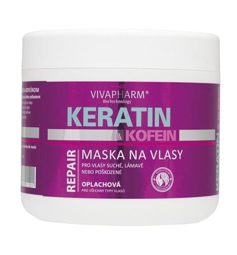 Vivapharm Keratinová regenerační vlasová maska s kofeinem pro ženy 600ml