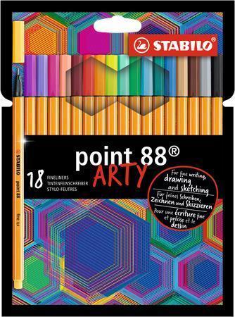 Vložky STABILO "Point 88 ARTY", 18 rôznych farieb, 0,4 mm