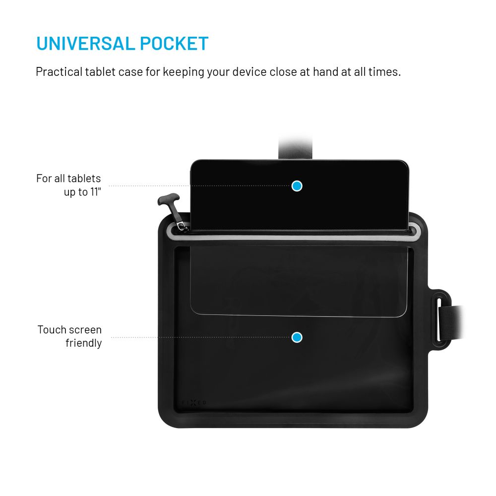 Voděodolné pouzdro na tablet FIXED Dry Tab přes rameno s certifikací IPX8, černé