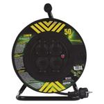 Vonkajší predlžovací kábel na bubne 50 m / 4 ks. / čierny / guma-neoprén / 230V / 2,5mm2