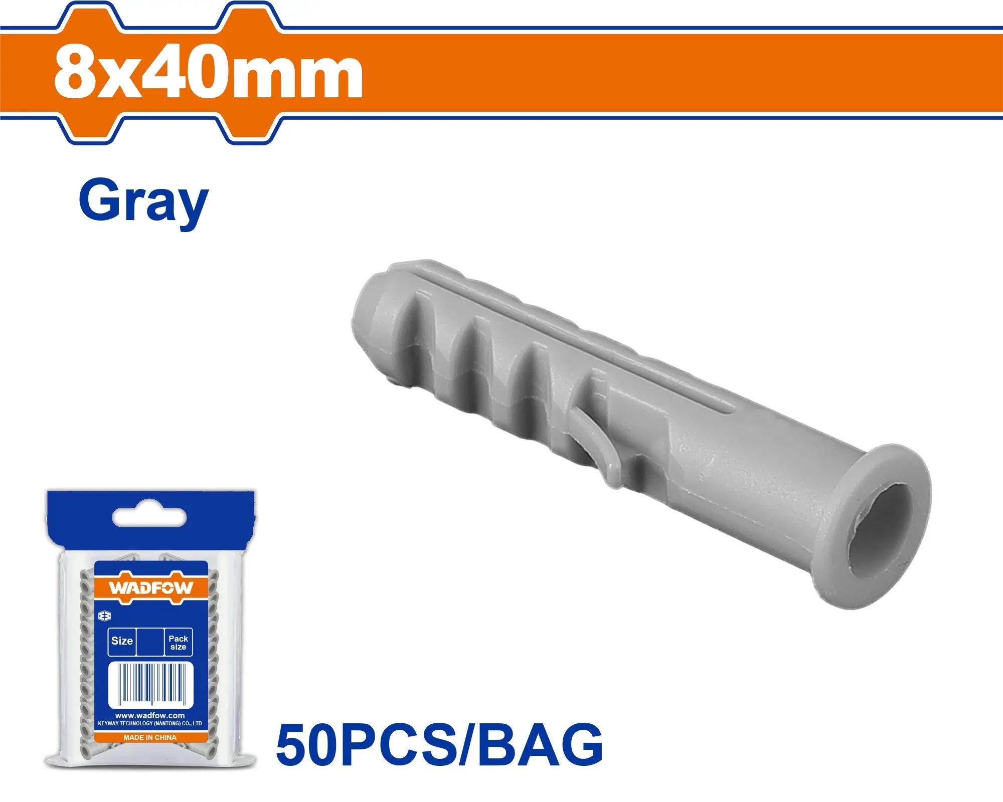 Wadfow Hmoždinka natloukací 8x40mm, sada 50 ks