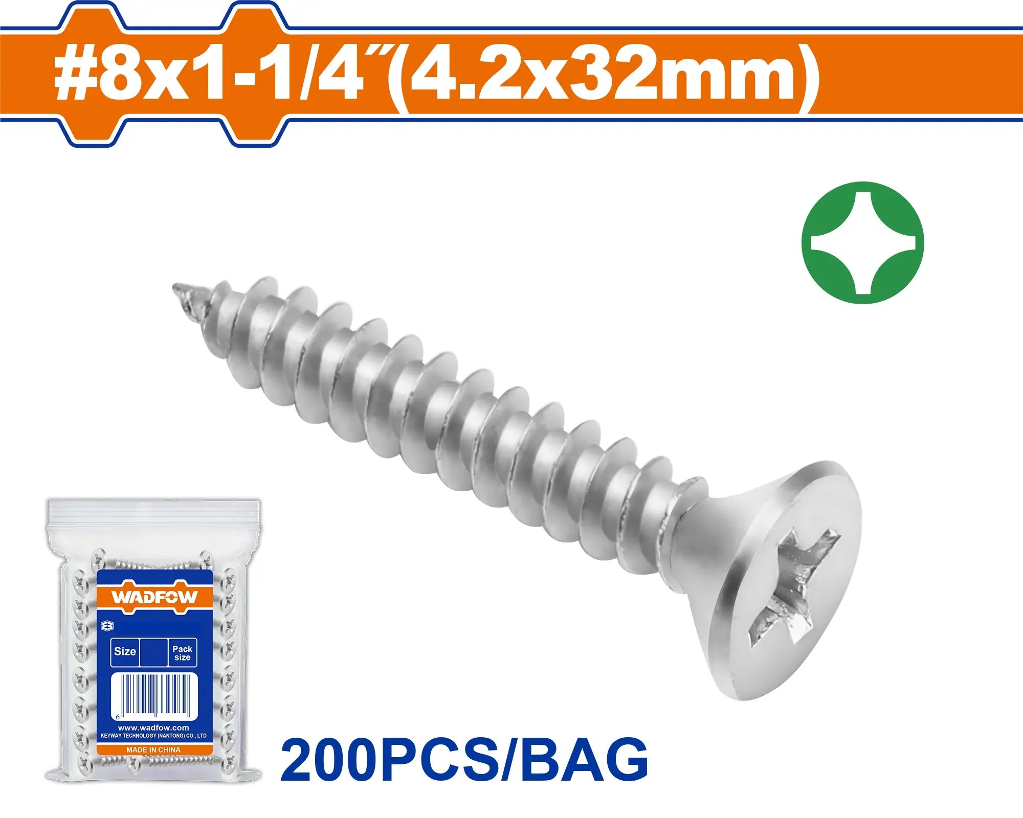 Wadfow Vrut samořezný ZH 4.2x32mm, sada 200 ks