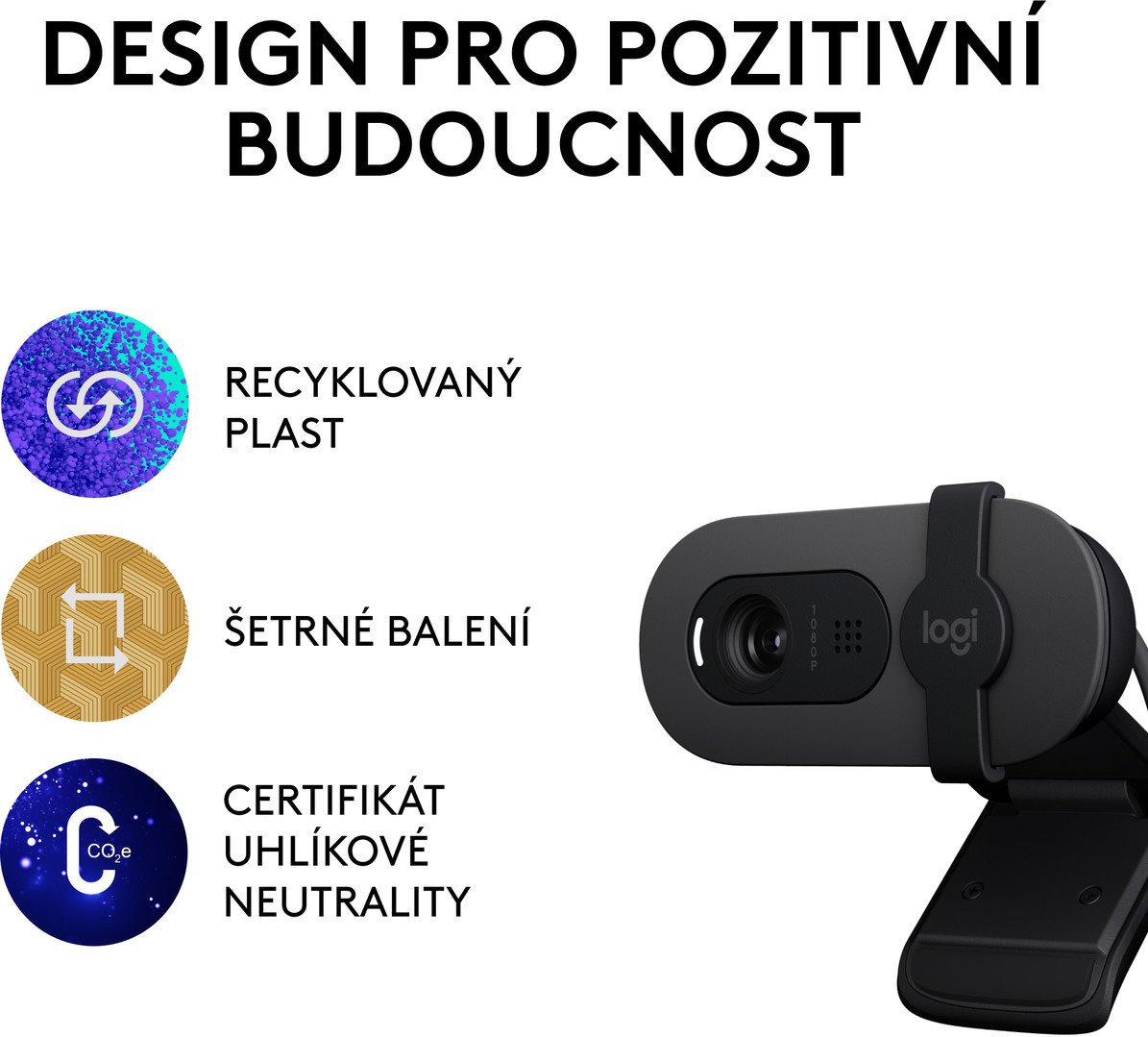 Webová kamera Logitech Brio 100 Full HD, čierna
