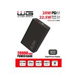 WG - Power Bank 20000 mAh, USB-C PD 20W + USB-A QC 22.5W, černá