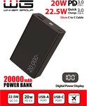 WG - Power Bank 20000 mAh, USB-C PD 20W + USB-A QC 22,5W, čierna
