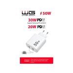 WG - Síťová nabíječka 2x USB-C 50W, 1x USB-C PD 30W + 1x USB-C PD 20W, bílá