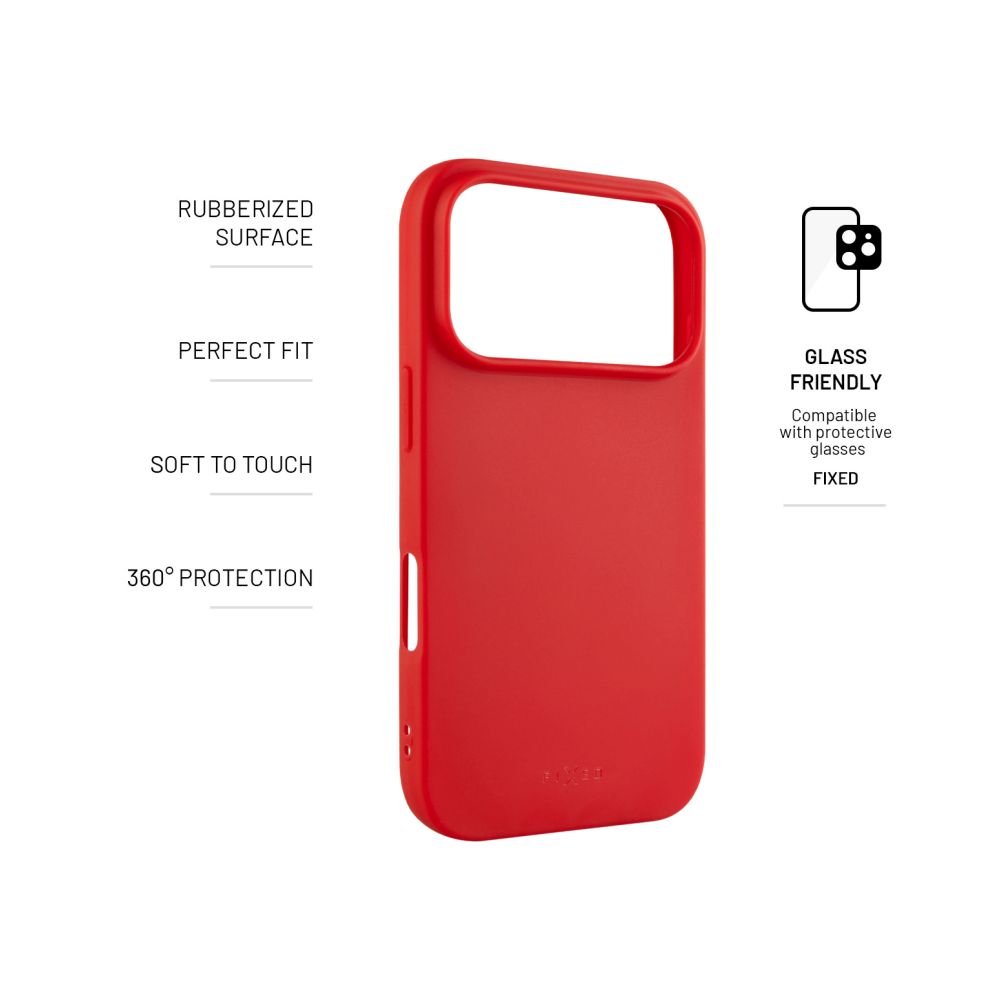Zadní pogumovaný kryt FIXED Story pro Apple iPhone 17 Pro, červený