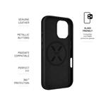 Zadný kožený kryt FIXED MagLeather s podporou MagSafe pre Apple iPhone 16, čierny