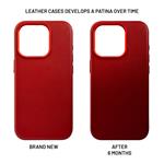 Zadný kožený kryt FIXED MagLeather s podporou MagSafe pre Apple iPhone 16 Plus, červený