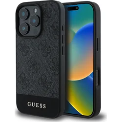 Zadný kryt Guess PU 4G Stripe pre iPhone 16 Pro Max Grey