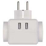 Zásuvka 3× okrúhla, 2× USB