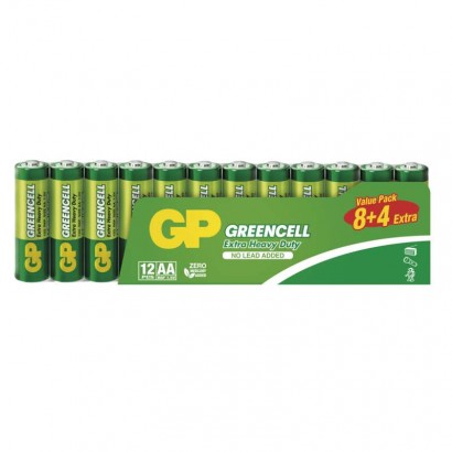 Zinková baterie GP Greencell AA (R6) blistr 12Ks