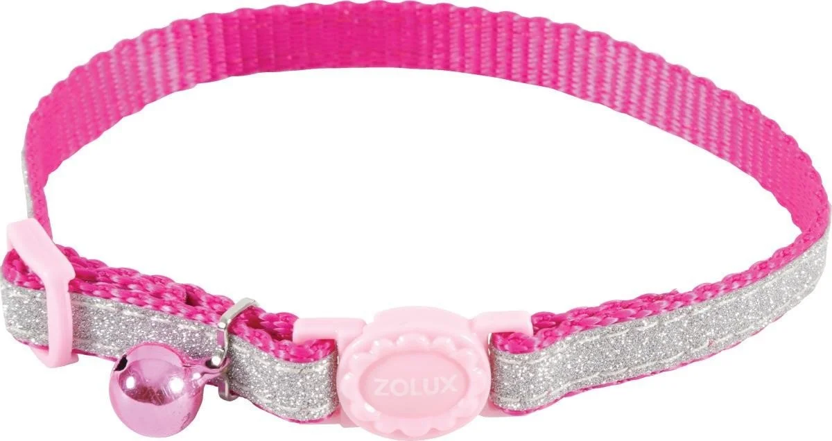 Zolux Obojek pro kočky SHINY nylon růžový 10mm/30cm