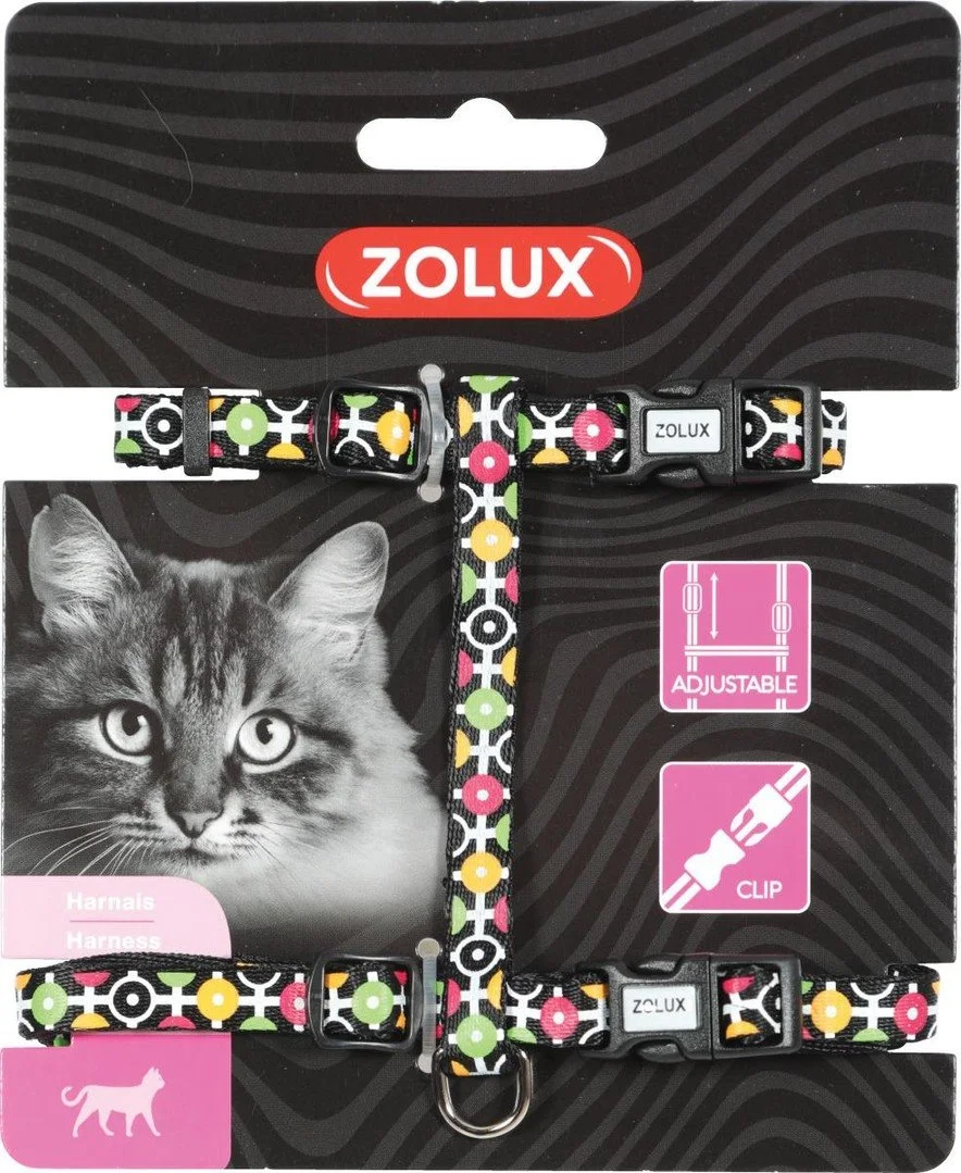 Zolux Postroj pre mačky ARROW nylon čierny