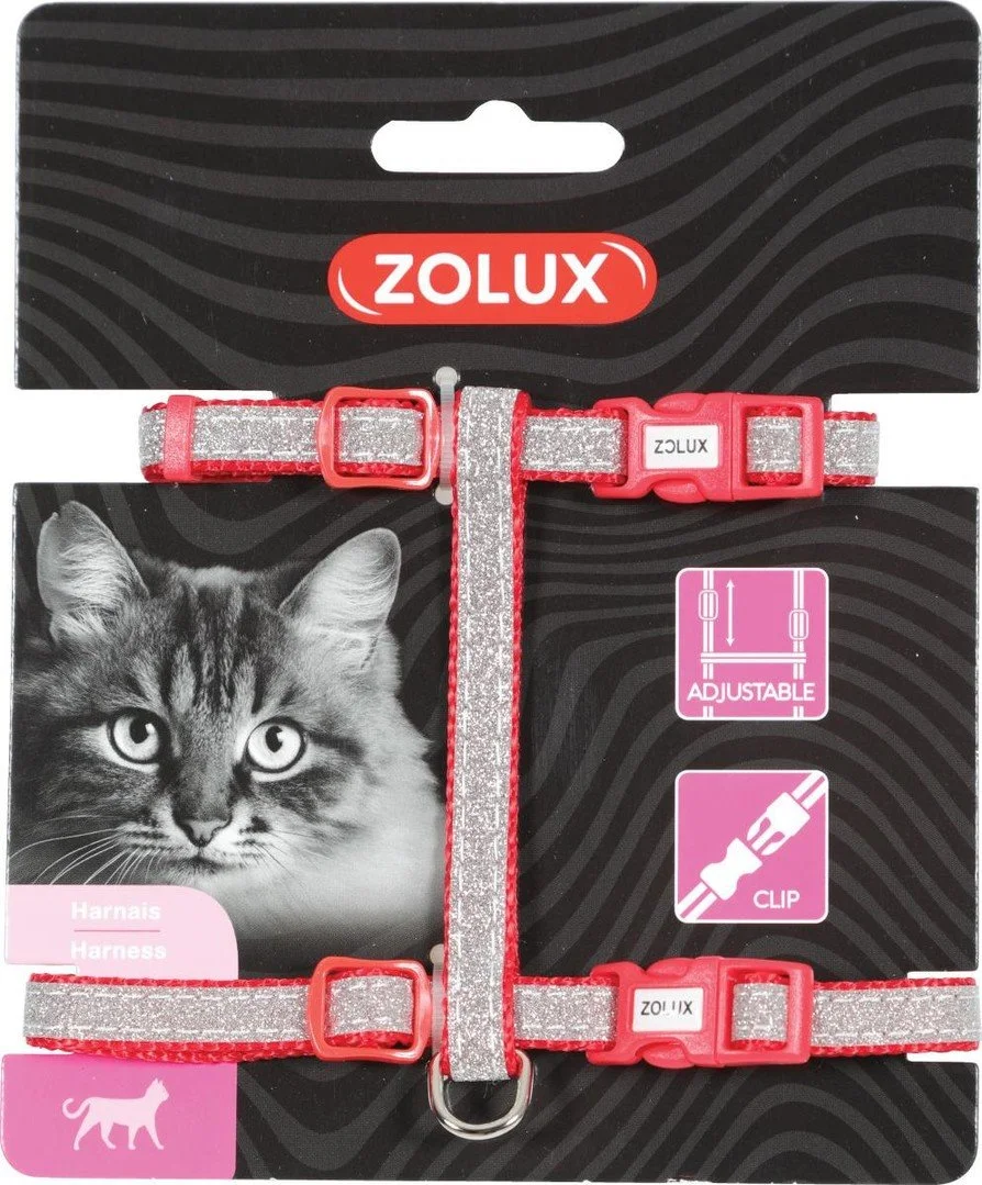 Zolux Postroj pre mačky SHINY nylon červený