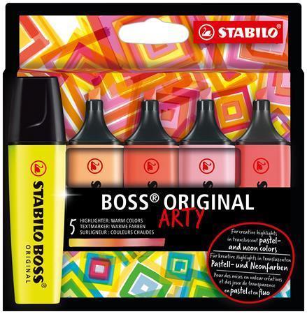 Zvýrazňovače STABILO "BOSS original Arty", 10 ks, teplé odtiene, 2-5 mm 70/5-02-1-20